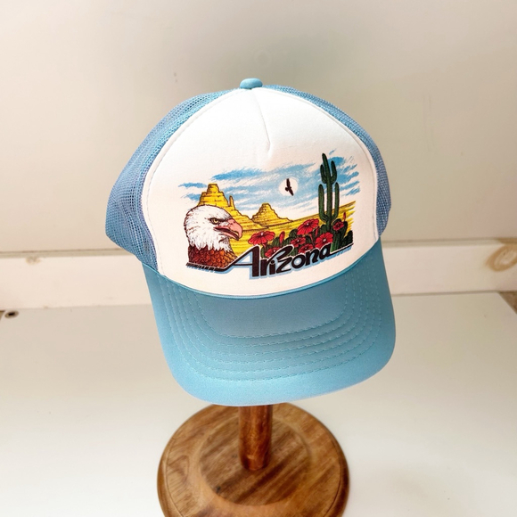 Vintage Other - Vintage 80’s Light Blue Arizona Trucker Cap Snap Back Mesh Back Retro